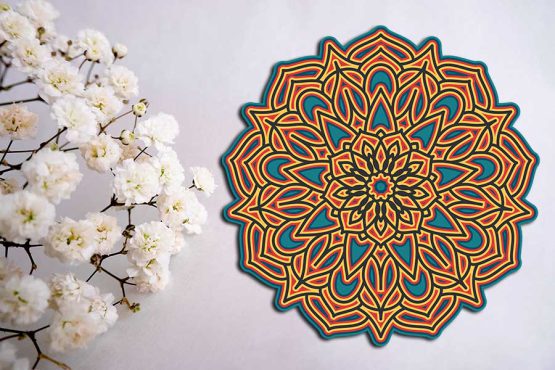 طرح لیزری تابلو سه بعدی مدل ماندالا 23